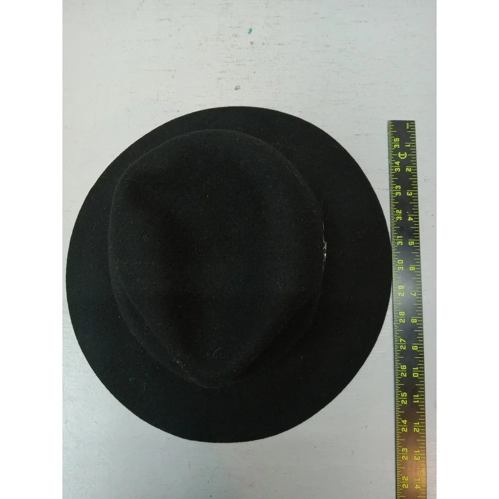 C.C Exclusives 100% Wool Fedora Hat Southwestern Geometric‎ Band Wide Brim Black